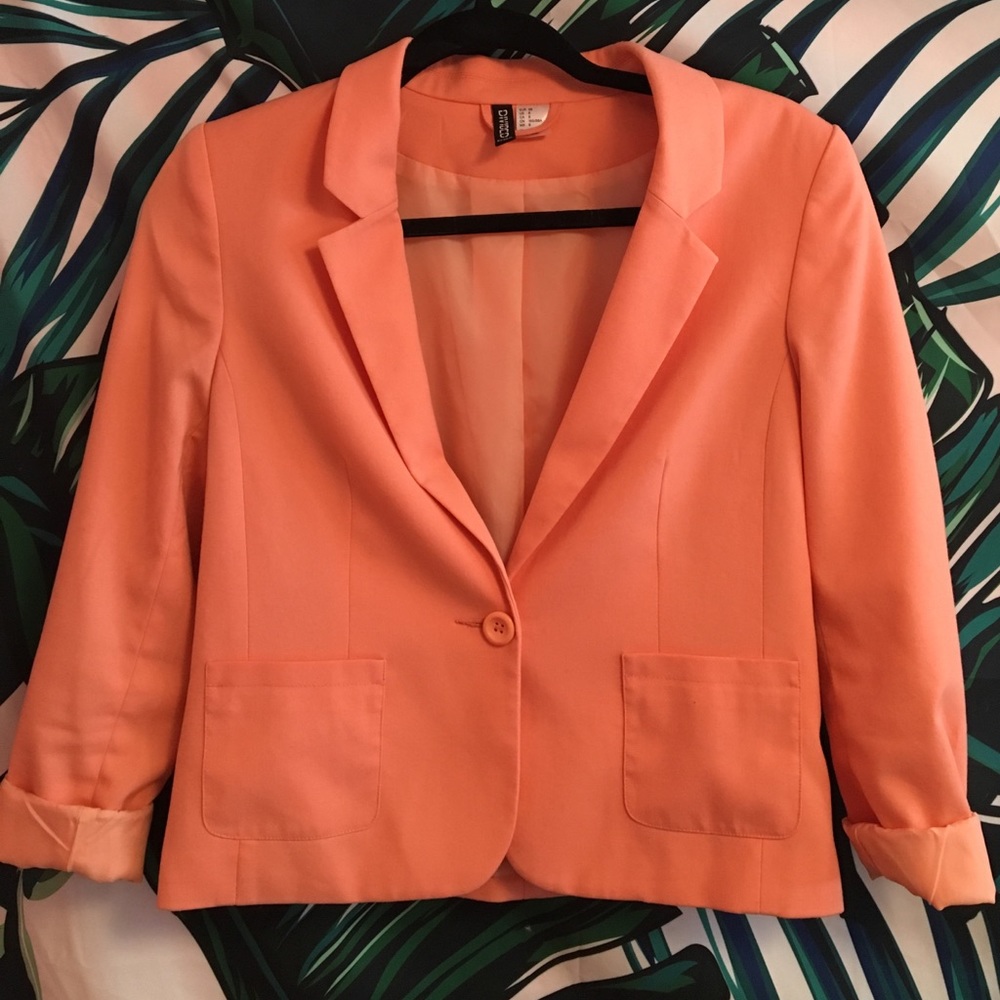 cropped peach blazer